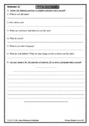 A Writing Worksheet