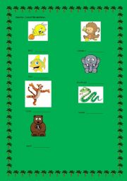 English worksheet: ANIMALS - FIRST PART OF LESSON WITH CAN