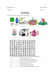 English worksheet: school vocabulary