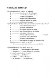 English Worksheet: there is there are some any