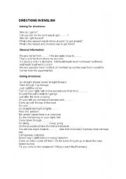 English Worksheet: Directions in english