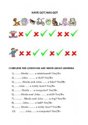 English Worksheet: have got/ has got