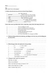 English worksheet: Test Face 2 face english elementary units 3-4 