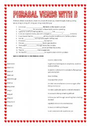 English Worksheet: PHRASAL VERBS WITH B