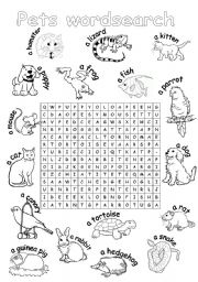 Pets wordsearch