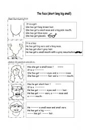 English Worksheet: The face