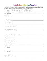 English Worksheet: Introductions & Question Formation