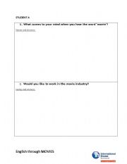 English worksheet: Icebreaker about movies