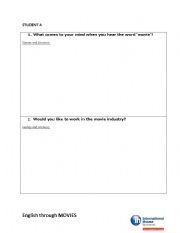English Worksheet: Icebreaker about movies