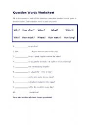 English Worksheet: Question words
