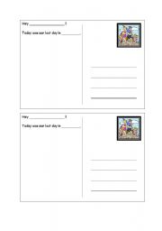 English Worksheet: Postcards: Doing the simple past