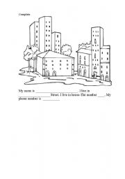 English worksheet: Where do you live?