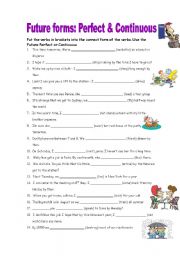 English Worksheet: Future tense: Perfect and Continuous