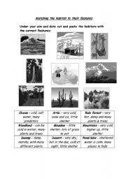 English worksheet: Matching animals to their habitats