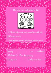 English Worksheet: The story of  Valentines Day