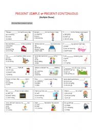 Present Simple or Present Continuous (Multiple Choice)