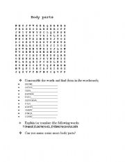English Worksheet: body parts