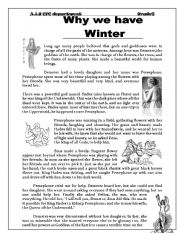 English Worksheet: Why we have Winter !