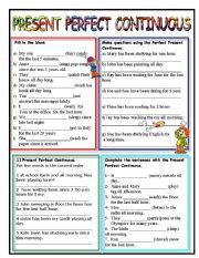 English Worksheet: PRESENT PERFECT CONTINUOUS