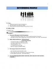 English Worksheet: DESCRIBING PEOPLE GUIDELINES