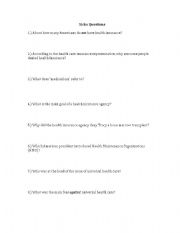 English Worksheet: Sicko Movie Questions