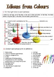 English Worksheet: Idioms from Colours