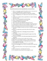 English Worksheet: Error Correction in Sentences