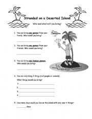 English Worksheet: Stranded on a Deserted Island