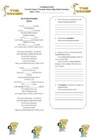 English Worksheet: we are the champion - song