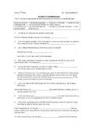 English Worksheet: idiomatic expressions