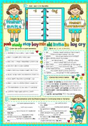 English Worksheet: Present Simple vs Present Continuous (Greyscale + KEY included)