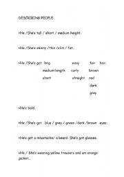 English Worksheet: DESCRIBING PEOPLE