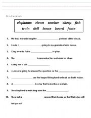 English Worksheet: Fill in the blanks