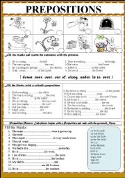 English Worksheet: PREPOSITIONS