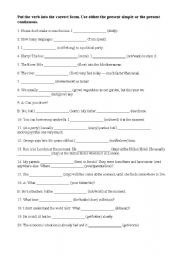 English Worksheet: Present Simple or Continuous?