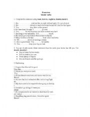 English worksheet: exercise with modal verbs