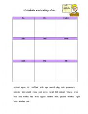 English Worksheet: Prefixes exercise