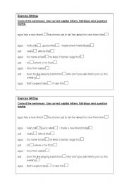 English Worksheet: Capital Letters, Full Stop and Question Mark Exercise