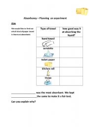 English Worksheet: Absorbancy worksheet