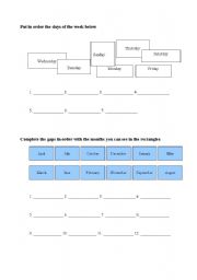 English worksheet: Days and months 