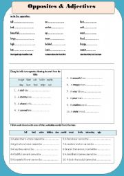 English Worksheet: Opposites 