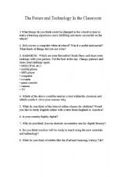 English Worksheet: Future and Technolgy in the Classroom