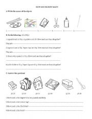 English Worksheet: How much-How many-Making Plural-Days-Months-Years-Classroom objects