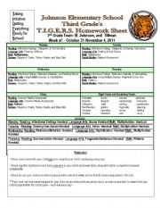 English worksheet: homework Sheet 3rd Grade