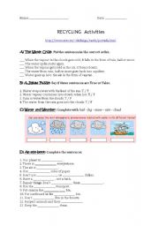 English Worksheet: Online recycling activities