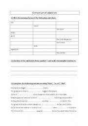 English Worksheet: compariosn of adjectives