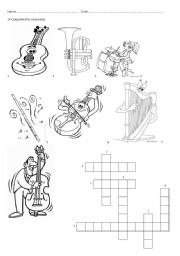 English Worksheet: Crossword of instrument