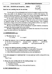 English Worksheet: corruption exam paper