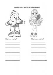 English worksheet: COLOUR AND WRITE