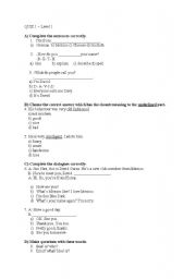 English Worksheet: Interchange Unt 1 Grammar & Vocabulary Quiz